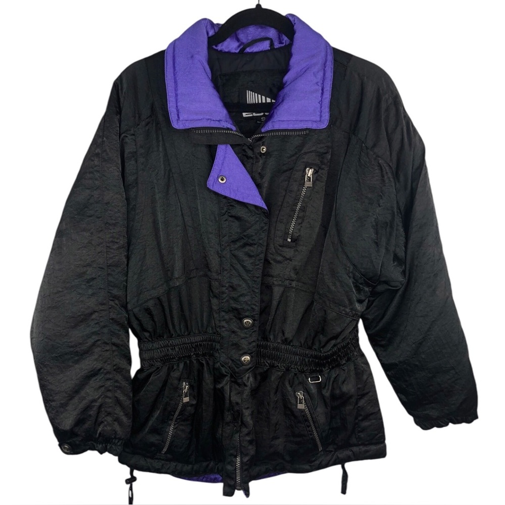 Inside Edge VINTAGE Black & Purple Insulated Nylon Ski Jacket Winter Coat